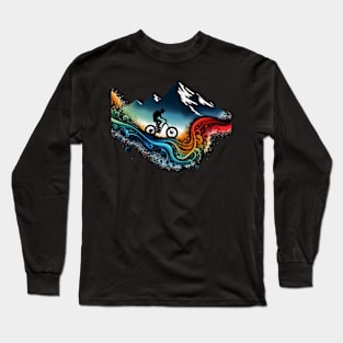 Retro Colorful Downhill Mountain Biker Long Sleeve T-Shirt